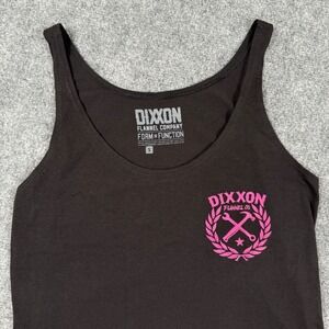 Dixxon‎ Flannel Company Tank Top Small Black Pink Graphic Sleeveless Tee Women's